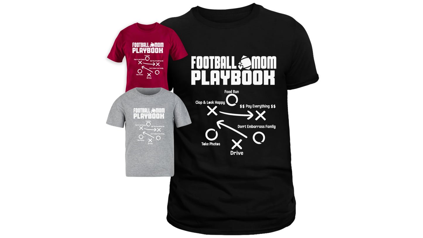 Football Mom Playbook wht prt Tee